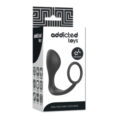 addicted toys plug anale con anello in silicone nero 2