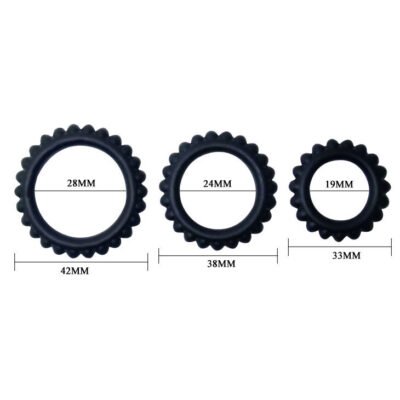 baile titan set 3 pz anelli per il cazzo nero 2.8 2.4 1.9 cm 1
