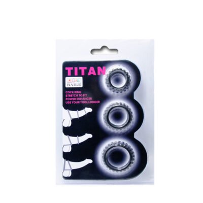 baile titan set 3 pz anelli per il cazzo nero 2.8 2.4 1.9 cm 2