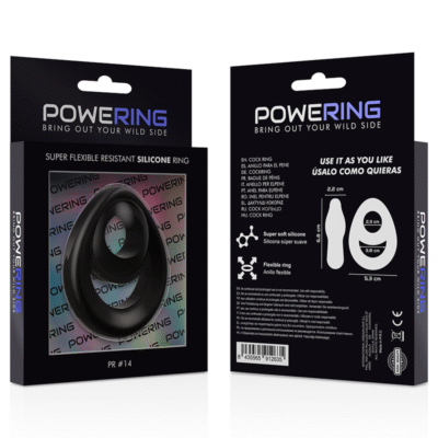 powering anello per pene e testicoli super flessibile e resistente pr14 nero 1