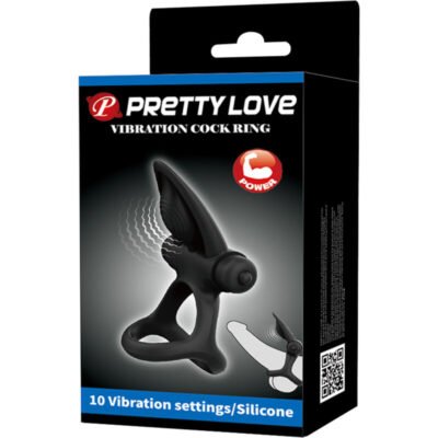 pretty love anello vibrante 10 vibrazioni in silicone nero 4