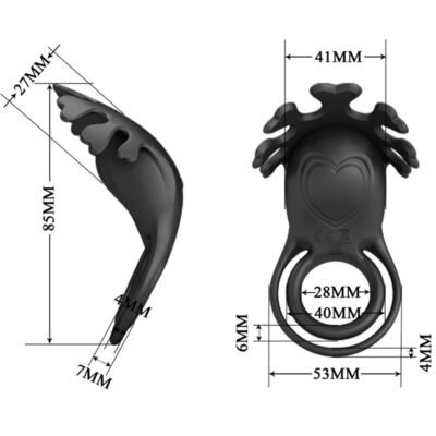 pretty love anello vibratore ruben 7 vibrazioni in silicone nero 3