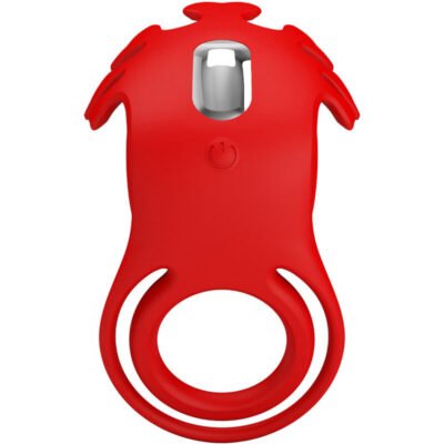 pretty love anello vibratore ruben 7 vibrazioni in silicone rosso 3