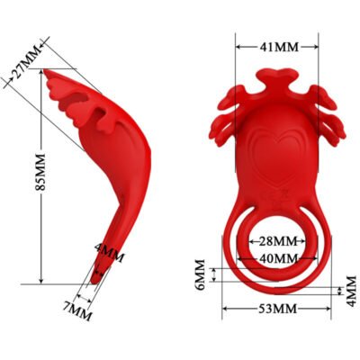 pretty love anello vibratore ruben 7 vibrazioni in silicone rosso 4