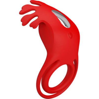 pretty love anello vibratore ruben 7 vibrazioni in silicone rosso 8