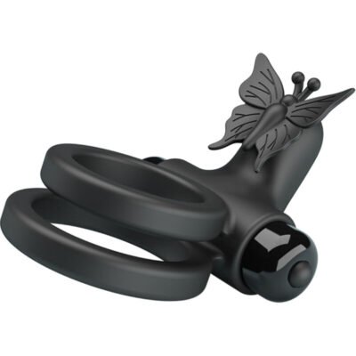 pretty love doppio anello vibrante con stimolatore nero 1