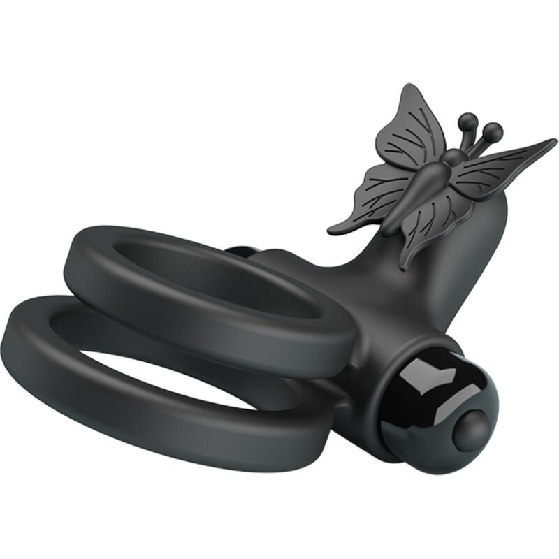 PRETTY LOVE - DOPPIO ANELLO VIBRANTE CON STIMOLATORE NERO - immagine 6