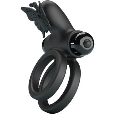 pretty love doppio anello vibrante con stimolatore nero 10