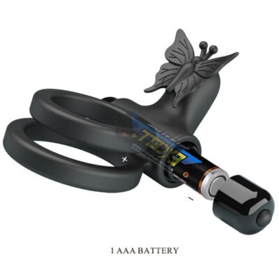 pretty love doppio anello vibrante con stimolatore nero 3