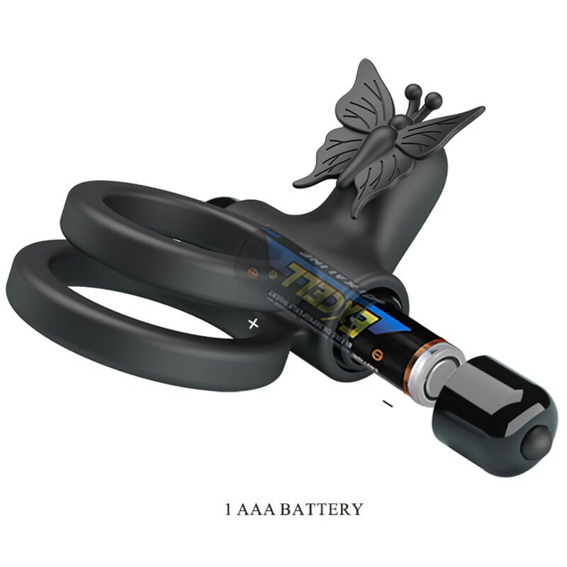 PRETTY LOVE - DOPPIO ANELLO VIBRANTE CON STIMOLATORE NERO - immagine 8