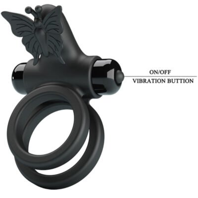 pretty love doppio anello vibrante con stimolatore nero 4