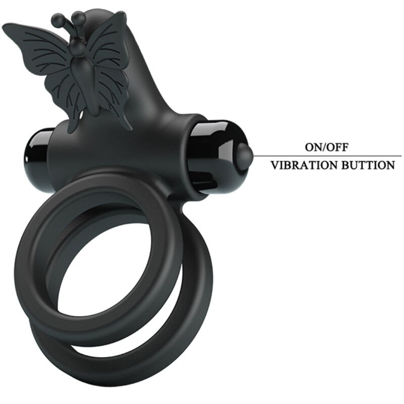 PRETTY LOVE - DOPPIO ANELLO VIBRANTE CON STIMOLATORE NERO - immagine 9