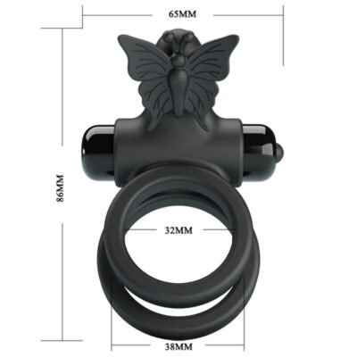 pretty love doppio anello vibrante con stimolatore nero 5