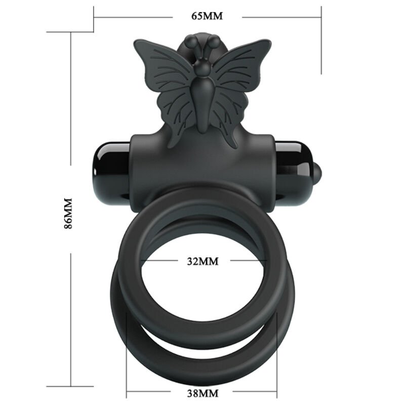 PRETTY LOVE - DOPPIO ANELLO VIBRANTE CON STIMOLATORE NERO - immagine 10