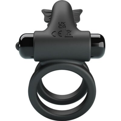 pretty love doppio anello vibrante con stimolatore nero 8