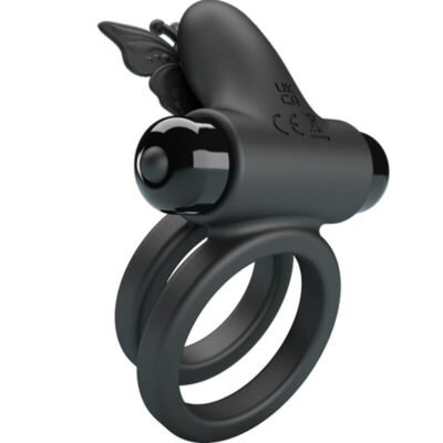pretty love doppio anello vibrante con stimolatore nero 9