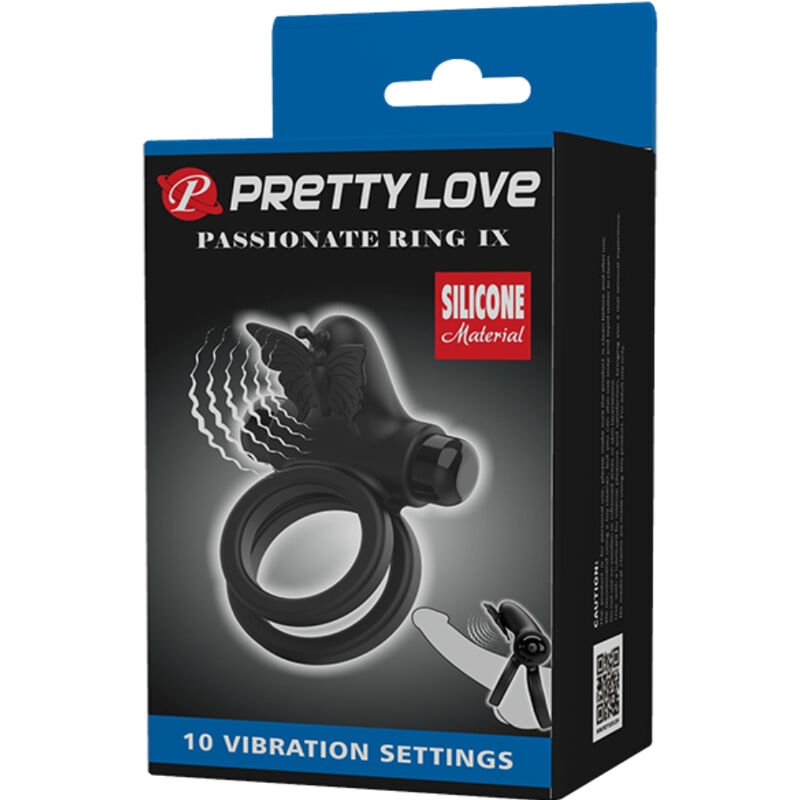 PRETTY LOVE - DOPPIO ANELLO VIBRANTE CON STIMOLATORE NERO - immagine 11