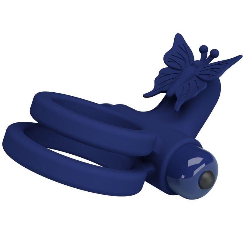 PRETTY LOVE - JAMELE DOPPIO ANELLO CON VIBRAZIONE E STIMOLATORE FARFALLA BLU - immagine 5