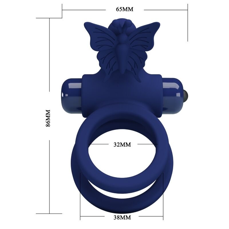PRETTY LOVE - JAMELE DOPPIO ANELLO CON VIBRAZIONE E STIMOLATORE FARFALLA BLU - immagine 7