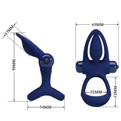 pretty love mat doppio anello con vibrazione e stimolatore blu